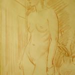 Rödkrita , Gideon Börje (1891-1965), nakenmodell, m: 40x31